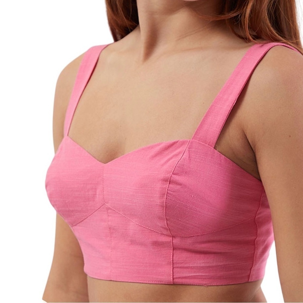 Minkpink New NWT Cotton Linen Blend Pink Kalani Crop Top Size Large